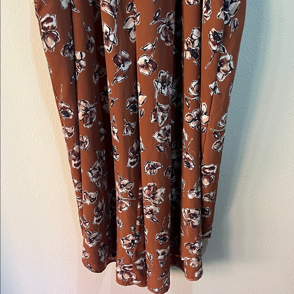 Rust Floral Maxi Slip Dress with Adjustable Straps - Picture 4 of 8